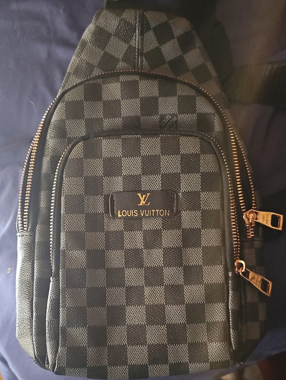 Louis Vuitton Damier Graphite Checker Sling Belt Bag with Gold Hardware